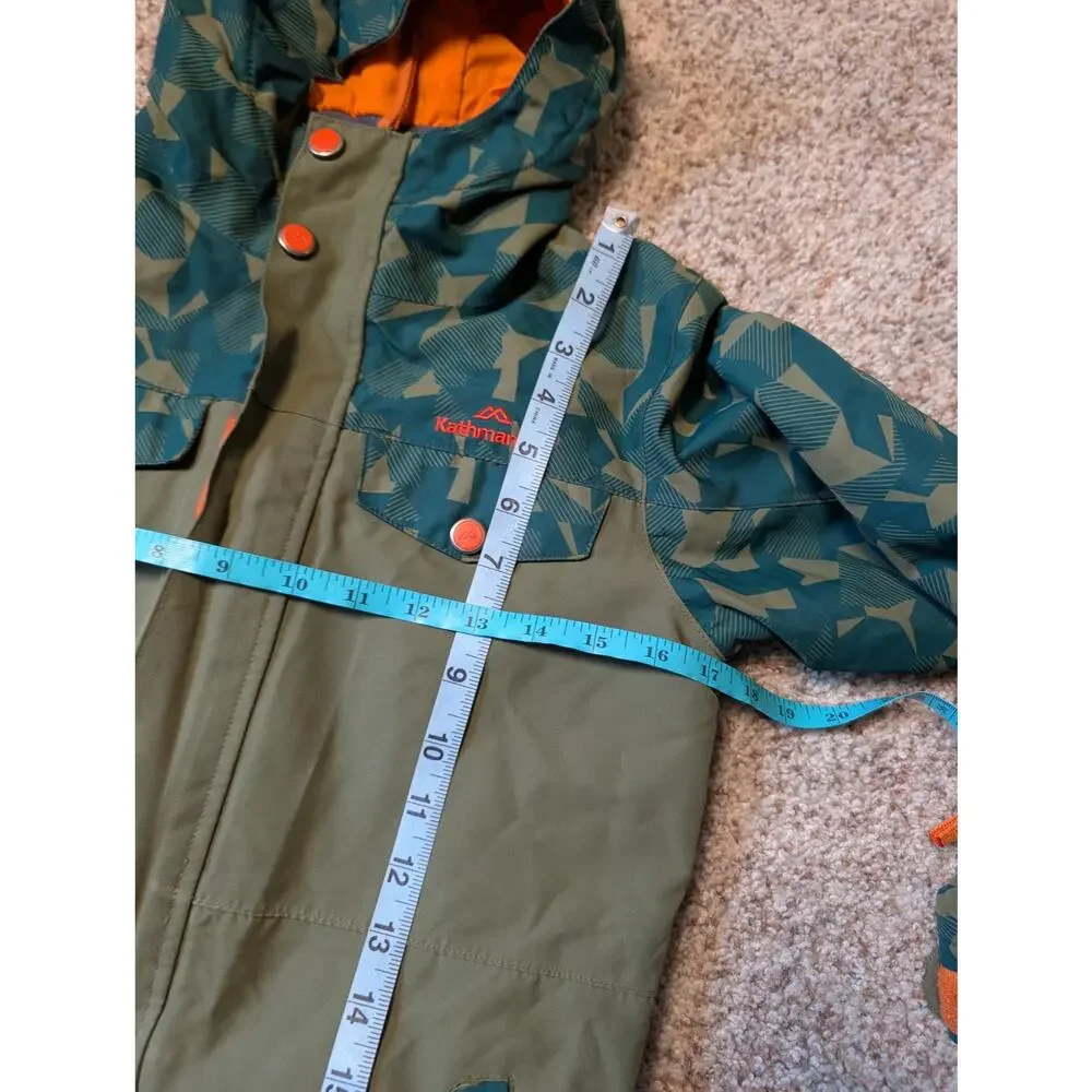 Kathmandu Boys ngx2 Waterproof Hooded Ski Jacket Green Orange Coat Size 8YRS